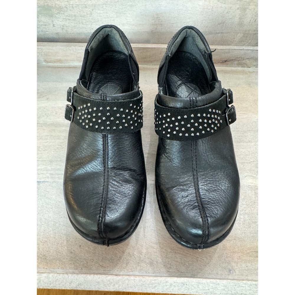 Ariat Black Leather Studded Buckle Clogs Wedge Womens 6.5B